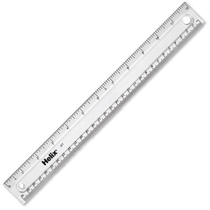 Helix Ruler Plastic 10ths 16ths/inch and Millimetres 300mm Clear [Pack 10]