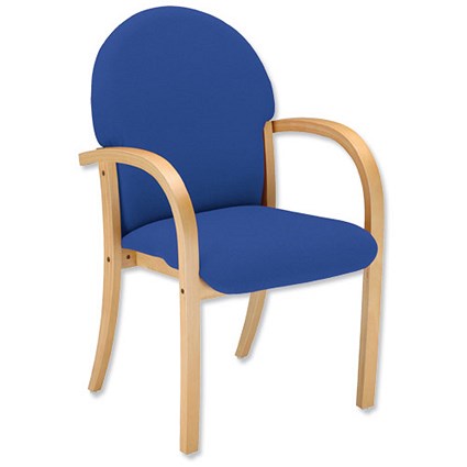 Trexus Visitor Armchair Wood Upholstered Stackable Back H440mm Seat W500xD465xH480mm Blue