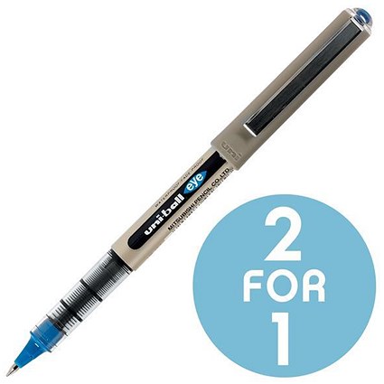 Uni-ball Eye UB157 Rollerball Pen / Fine / 0.7mm Tip / 0.5mm Line / Blue / Pack of 12 / Buy One Get One FREE