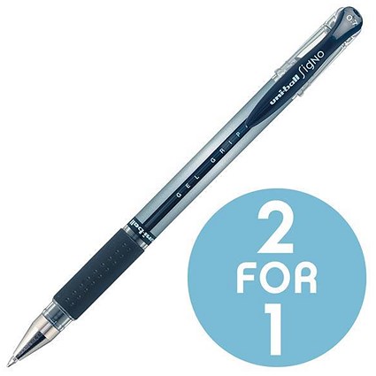 Uni-ball UM151S SigNo Gel Rollerball / Comfort Grip / Black / Pack of 12 / Buy One Get One FREE