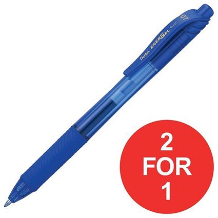 Pentel EnerGel X Rollerball Pen / 0.7mm Tip / 0.35mm Line / Blue / Pack of 12 / Buy One Get One FREE