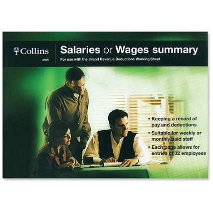 Collins Salaries or Wages Book 112 Pages 210x250mm A4 Ref 316