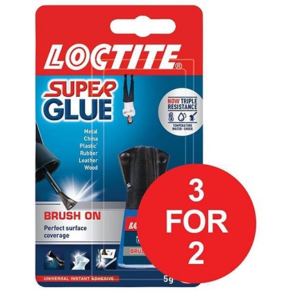 Loctite Super Glue / Easy Brush-in / Anti-spill safety Bottle / 5g / 3 for the price of 2