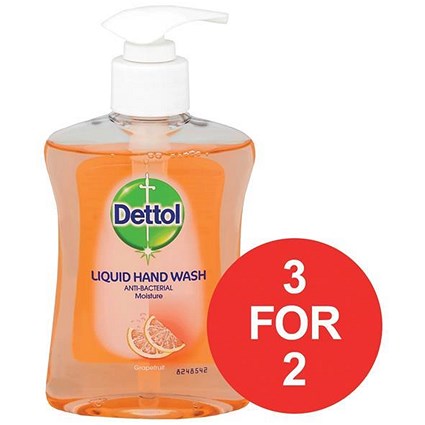 Dettol Antibacterial Hand Soap / Moistening / Grapefruit / 250ml / 3 for the Price of 2