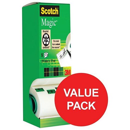 Scotch Magic Tape Value Pack / 19mmx33m / Matt / 7 Rolls with 1 FREE Roll