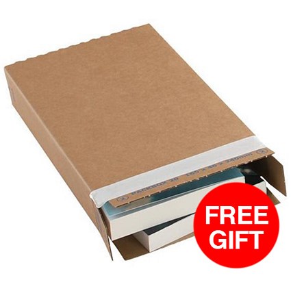 Blakes Slimline Postal Box / Peel & Seal / W346 x D243 x H46mm / Kraft / Pack of 75 / Offer Includes FREE Woven Paper