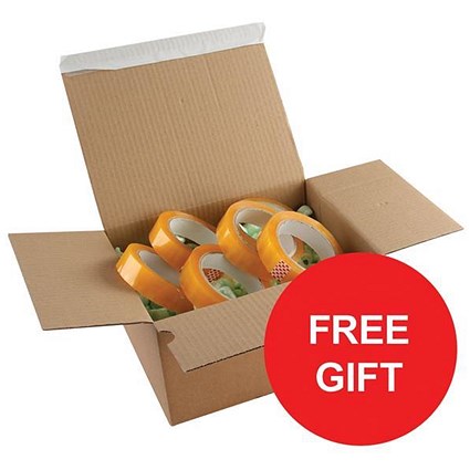 Blakes Postal Box / Peel & Seal / W310 x D230 x H81mm / Kraft / Pack of 60 / Offer Includes FREE Woven Paper