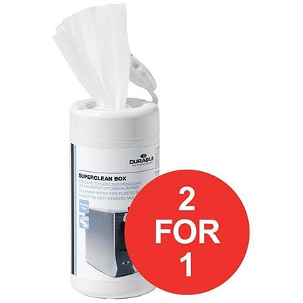 Durable Superclean Moist Cleaning Wipes / Tub of 100 / Buy One Get One FREE