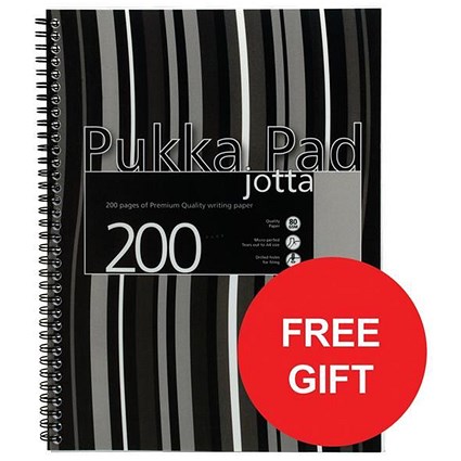Pukka Pad Jotta Wirebound Notebook / A4 / 4 Holes / Perforated / 200 Pages / Pack of 3 x 2 / Offer Includes FREE A5 Notebook