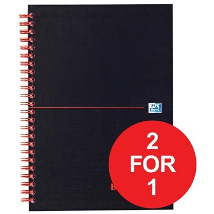 Black n' Red Wirebound Notebook / A4 / Smart Ruled & Perforated / 140 Pages / Pack of 5 / Buy One Get One FREE