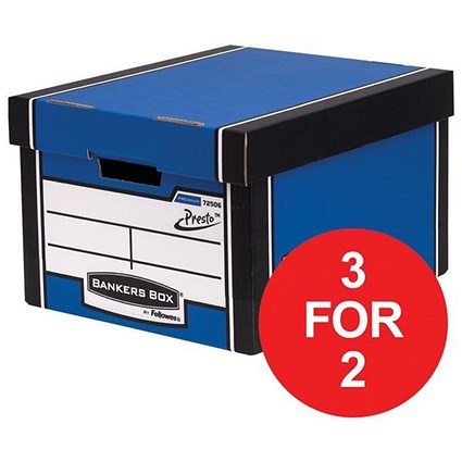 Fellowes Premium 725 Classic Bankers Box / Blue & White / Pack of 10 / 3 for the Price of 2 / Redeem your FREE Christmas Hamper