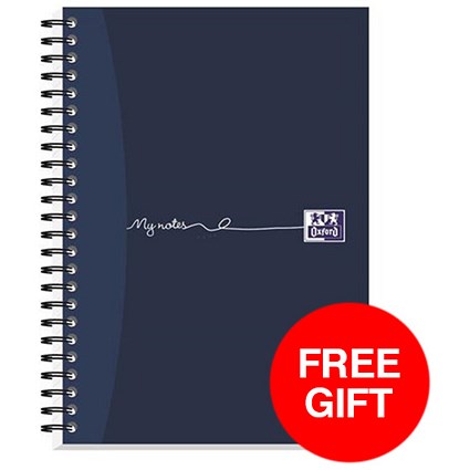 Oxford MyNotes Wirebound Notebook / A5 / Feint Ruled & Margin / 200 Pages / Pack of 3 / Offer Includes FREE Chocolates