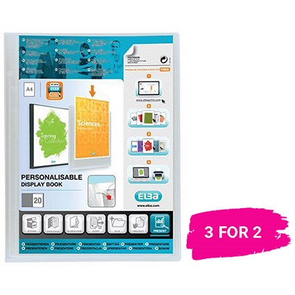 Elba Polyvision Display Book / 20 Clear Pockets / Clear / A4 / Buy 2 Get 1 Free
