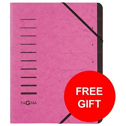 Pagna Pro 7-Part Files / A4 / Pink / Pack of 5 / Offer Includes FREE Files