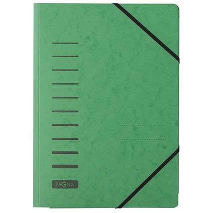 Pagna Classic Elasticated Folders / 3-Flap / A4 / Green / Pack of 25 / Buy One Get One FREE