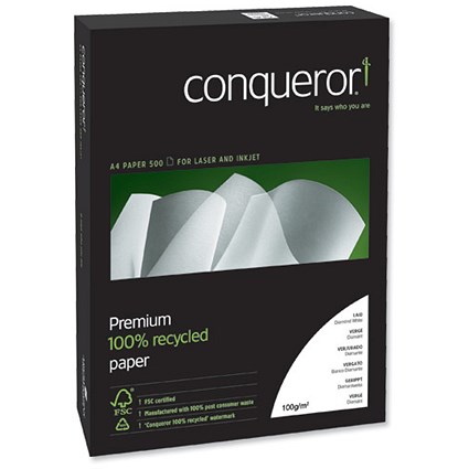 Conqueror Prestige Paper Recycled CX22 Smooth Box 100gsm A4 Diamond White [500 Sheets]