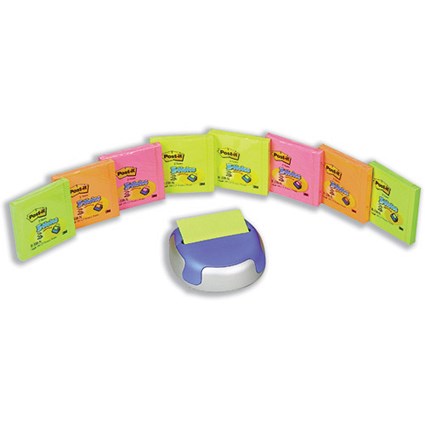 Post-it Z-Notes 8 Pads of 76x76mm Neon and FREE Cosmo Dispenser Ref COS330NP