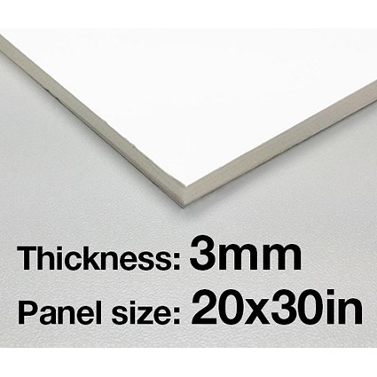 Foamboard / 20'' x 30'' / White / 3mm Thickness / Box of 40