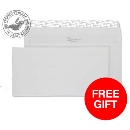 Blake Premium DL Envelopes / Smooth / Diamond White / Peel & Seal / 120gsm / Pack of 500 / Offer Includes FREE Paper