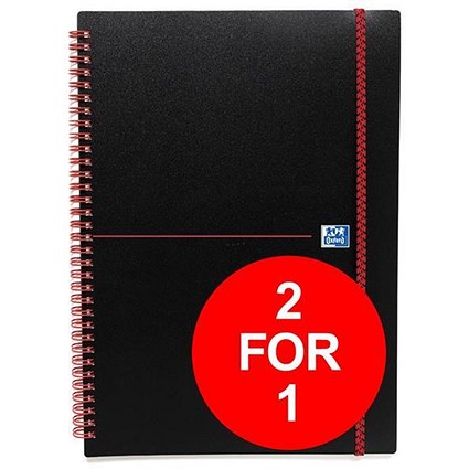 Black n' Red Wirebound Polypropylene Notebook / A5 / Ruled / 140 Pages / Pack of 5 / Buy One Get One FREE