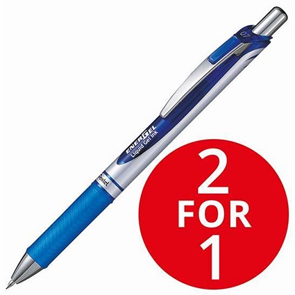 Pentel EnerGel XM Retractable Rollerball Pen / 0.7mm Tip / 0.35mm Line / Blue / Pack of 12 / Buy One Get One FREE