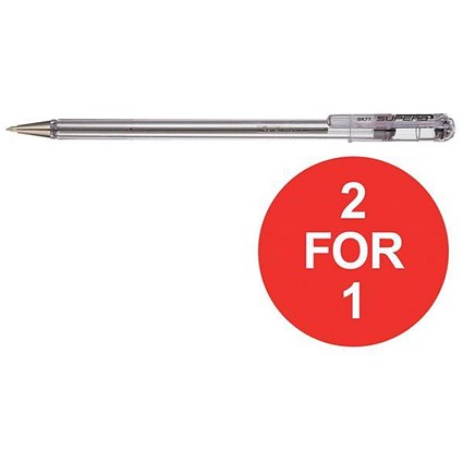 Pentel Superb Ballpoint Pen / Black / Pack of 12 / Buy One Get One FREE