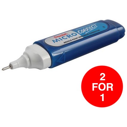 Pentel Micro Correct Correction Fluid Pen / Needle Point Precision Tip / 12ml / Pack of 12 / Buy One Get One FREE