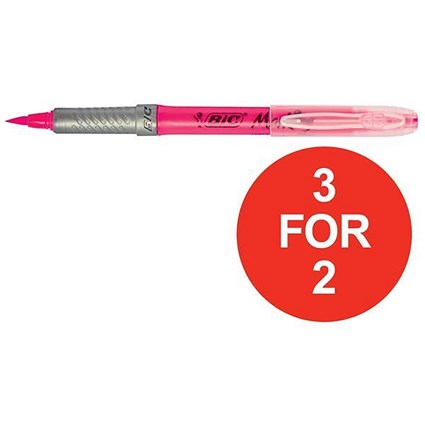 Bic Grip Pen-shaped Highlighter / Pink / Pack of 12 / 3 for the price of 2