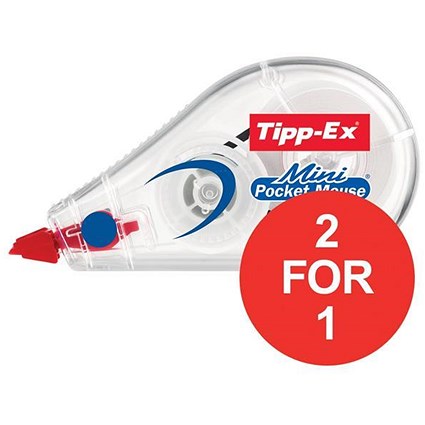 Tipp-Ex Mini Pocket Mouse Correction Tape Roller / 5mmx6m / Pack of 10 / Buy One Get One FREE