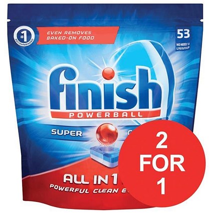 Finish Dishwasher Powerball Tablets All-in-1 / Pack of 53 / 2 packs for the price of 1