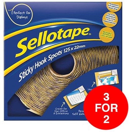 Sellotape Removable Hook Spots - Pack of 125 / 3 for the price of 2