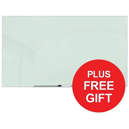 Nobo Diamond Glass Board / Magnetic / W1883xH1053mm / White / FREE Desktop Pad
