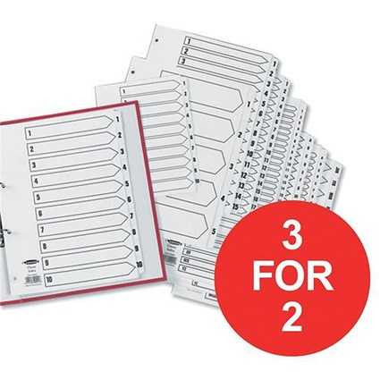 Concord Classic Index Dividers / 1-54 / Mylar Tabs / A4 / White / 3 packs for the price of 2