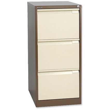 Bisley Filing Cabinet / 3-Drawer / Foolscap / Brown & Cream