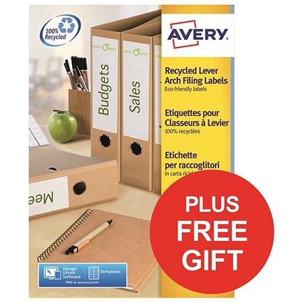 Avery Recycled Filing Labels / 4 Per Sheet / LR4761-100 / 400 Labels / FREE Pen Pot
