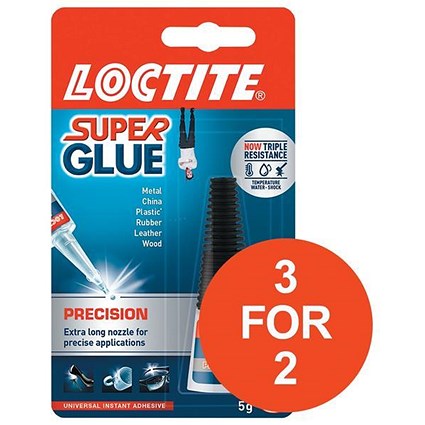 Loctite Super Glue / Precision Bottle with Extra-long Nozzle / 5g / 3 for the price of 2