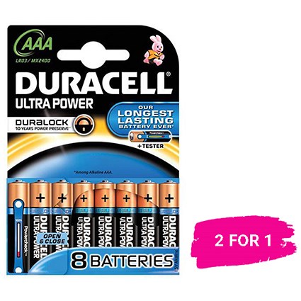 Duracell Ultra Power MX2400 Battery / 1.5V / AAA / Pack of 8 / Buy 1 get 1 free