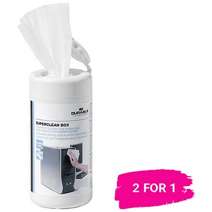 Durable Superclean Moist Cleaning Wipes / Tub of 100 / Buy 1 get 1 free