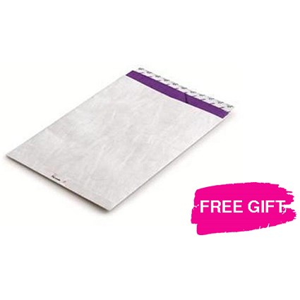 Tyvek Strong Lightweight Pocket Envelopes / C4 / White / Pack of 100 / FREE Marker Pens