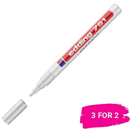Edding 751 Paint Marker / Fine / Bullet Tip / White / Pack of 10 / Buy 2 packs get 1 free