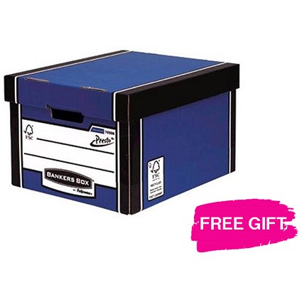 Fellowes Premium 725 Classic Bankers Box / Blue & White / Pack of 12 x 2 / FREE Lever Arch Files