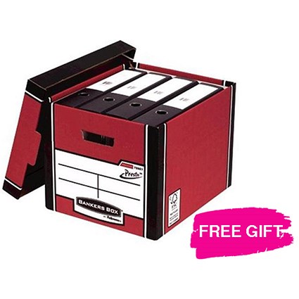 Fellowes Premium 726 Tall Bankers Box / Red & White / Pack of 12 x 2 / FREE Lever Arch Files