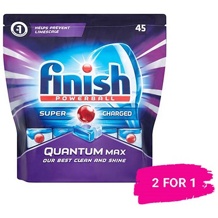 Finish Quantum Max Dishwasher Tablets / Pack of 45 / Buy 1 Pack Get 1 Free