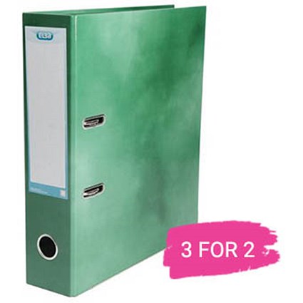 Elba A4 Lever Arch File, 70mm Spine, Green, Buy 2 files Get 1 Free