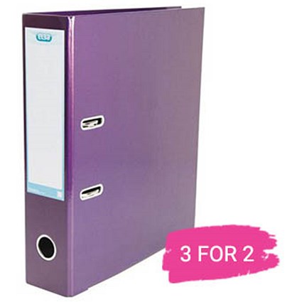 Elba A4 Lever Arch File, 70mm Spine, Metallic Purple, Buy 2 files Get 1 Free