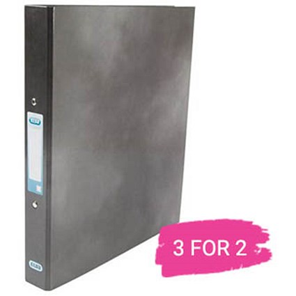 Elba A4 Ring Binder, 2 O-Ring, 25mm Capacity, Metallic Black, Buy 2 Get 1 Free