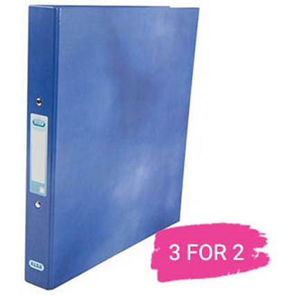 Elba A4 Ring Binder, 2 O-Ring, 25mm Capacity, Metallic Blue, Buy 2 Get 1 Free