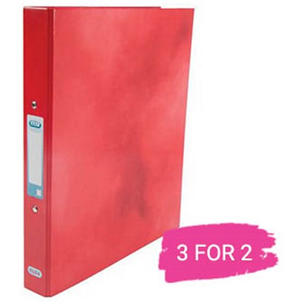 Elba A4 Ring Binder, 2 O-Ring, 25mm Capacity, Metallic Red, Buy 2 Get 1 Free