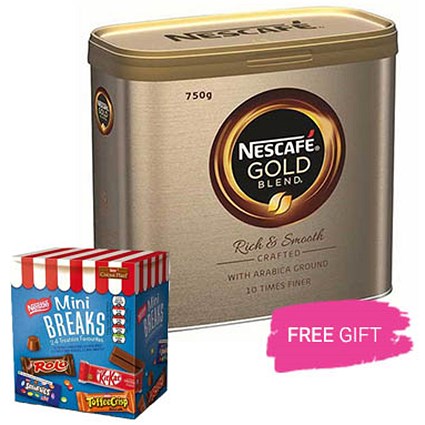Nescafe Gold Blend Coffee Granules, 2 x 750g Tins, 2 x Free Chocolates