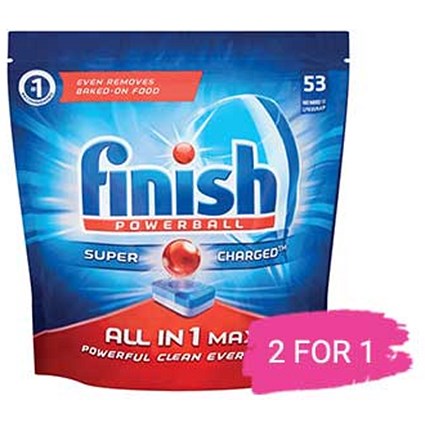 Finish Dishwasher Powerball Tablets All-in-1, Pack of 53, Buy 1 Get 1 Free